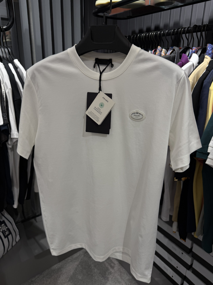 İthal Prada T-shirt Kırışmayan Kumaş (9430-Beyaz)