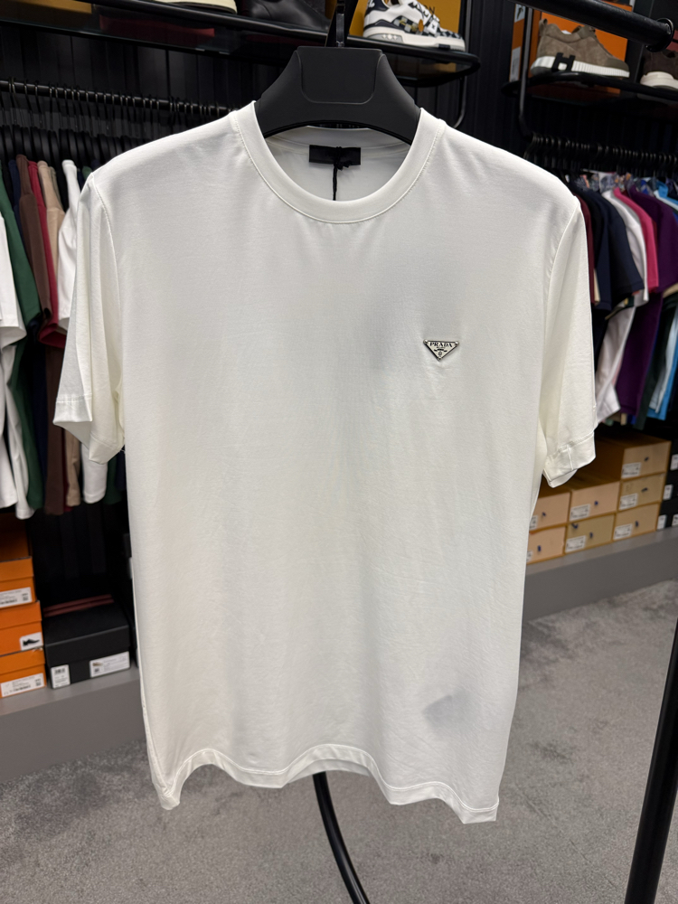 İthal Prada T-shirt Kırışmayan Kumaş (9460-Beyaz)