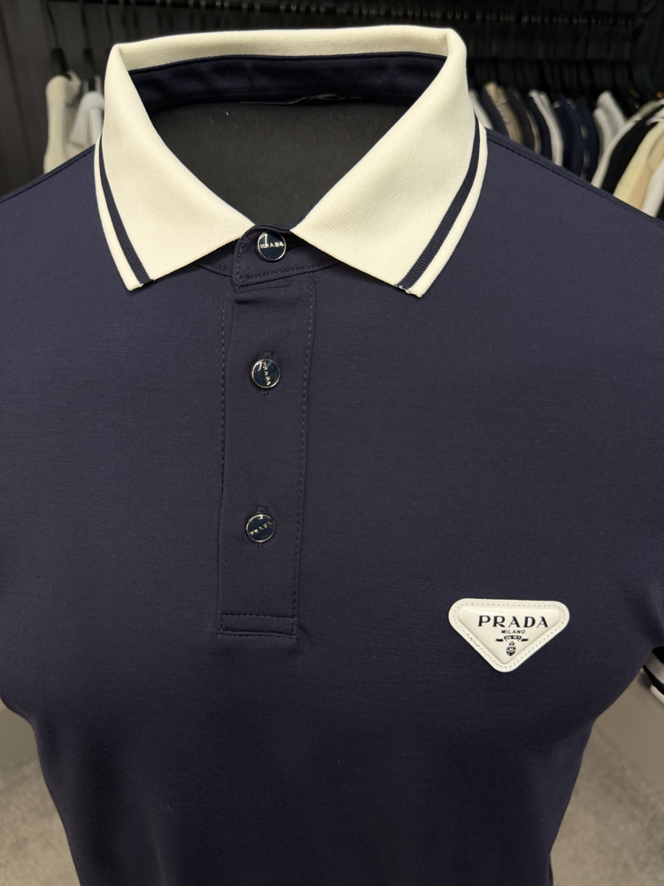 İthal Prada Polo Yaka  Kırışmayan Kumaş (10088-Lacivert)
