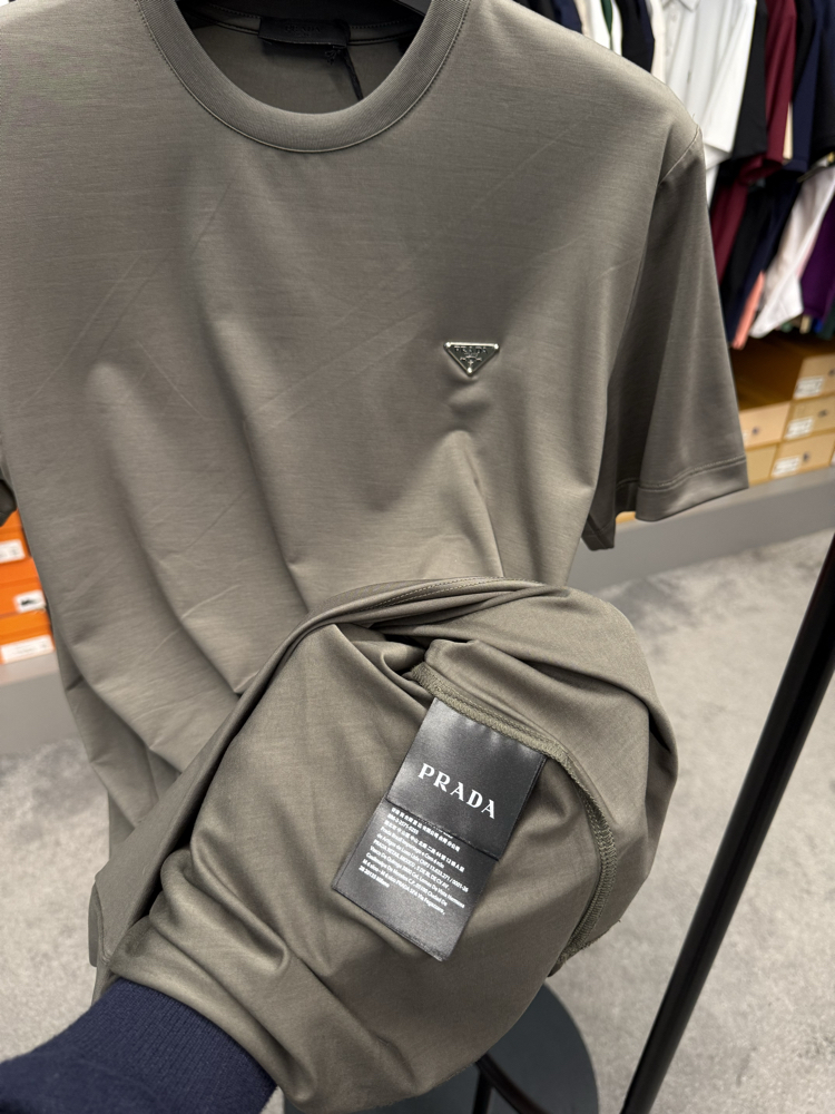 İthal Prada T-shirt Kırışmayan Kumaş (9460-Haki)