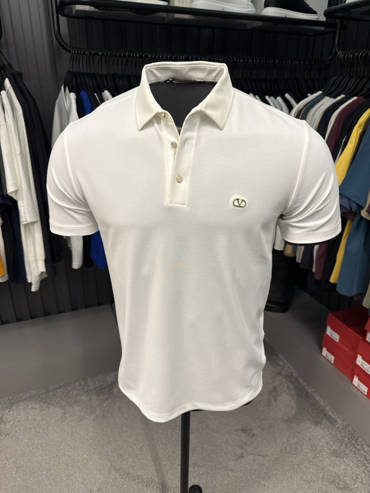 İthal Valentino Polo Yaka  Kırışmayan Kumaş (10067-Beyaz)