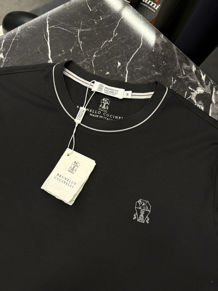 İthal Brunello Cucınelli T-shirt Kırışmayan Kumaş (7214-Siyah)