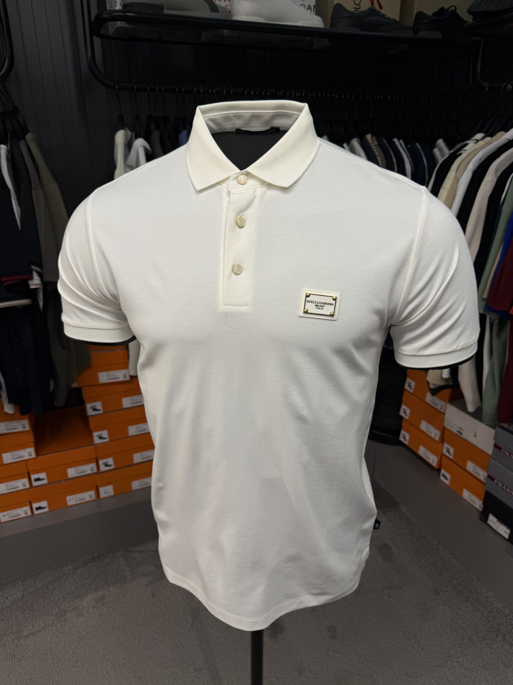 İthal Dolce Gabbana Polo Yaka Kırışmayan Kumaş (10081-Beyaz)