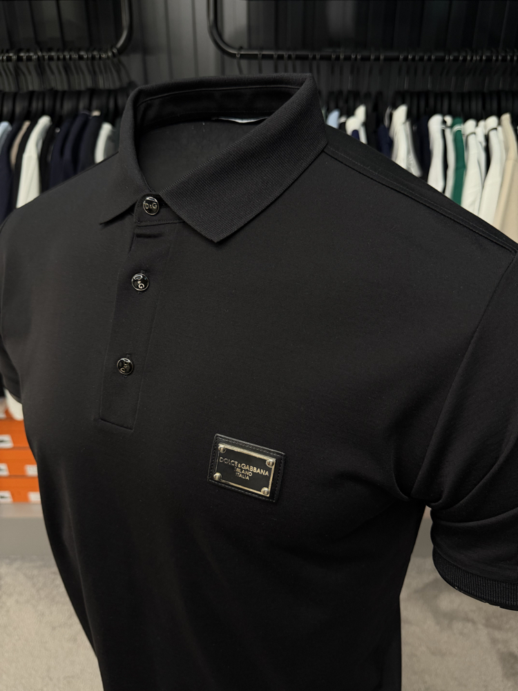 İthal Dolce Gabbana Polo Yaka  Kırışmayan Kumaş (10081-Siyah)