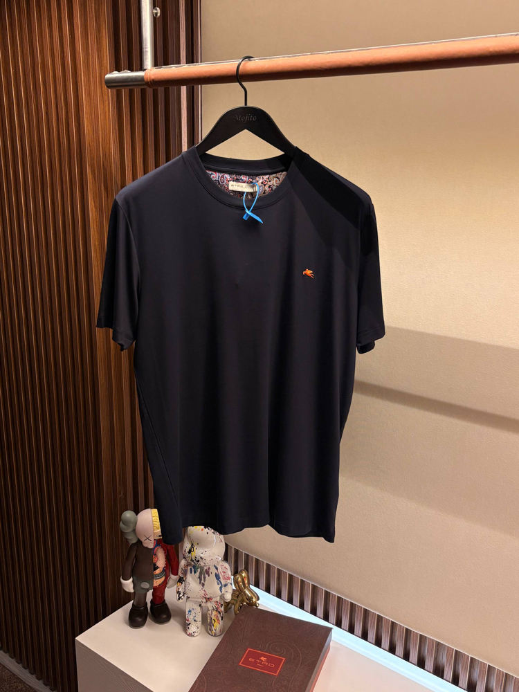 İthal Etro T-shirt Kırışmayan Kumaş (9438-Lacivert)