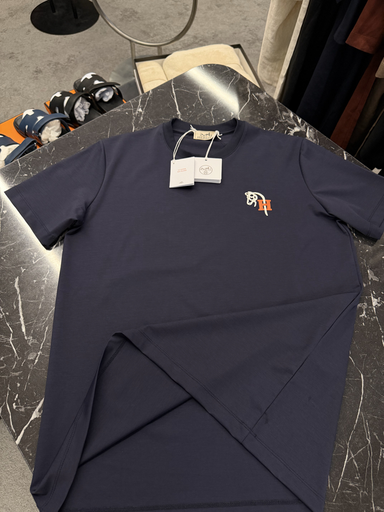 İthal Hermes T-shirt Kırışmayan Kumaş (9449-Lacivert)