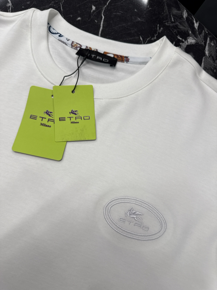 İthal Etro T-shirt Kırışmayan Kumaş (290001-Beyaz)
