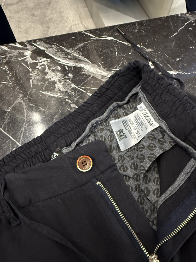 İthal Zegna Ham Keten Şort (6141-Koyu Lacivert)