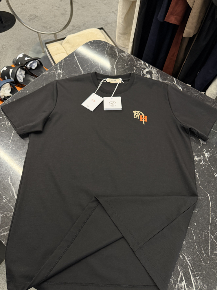 İthal Hermes T-shirt Kırışmayan Kumaş (9449-Siyah)