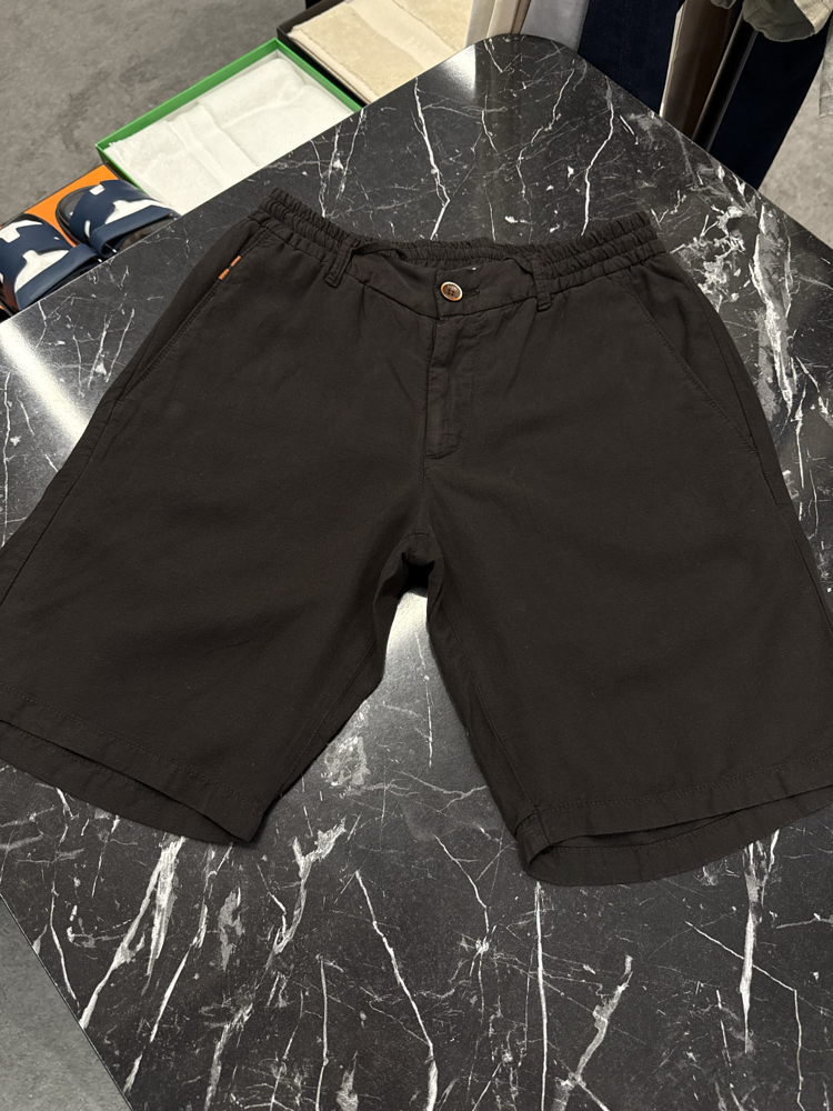 İthal Zegna Ham Keten Şort (6141-Kahve Rengi))