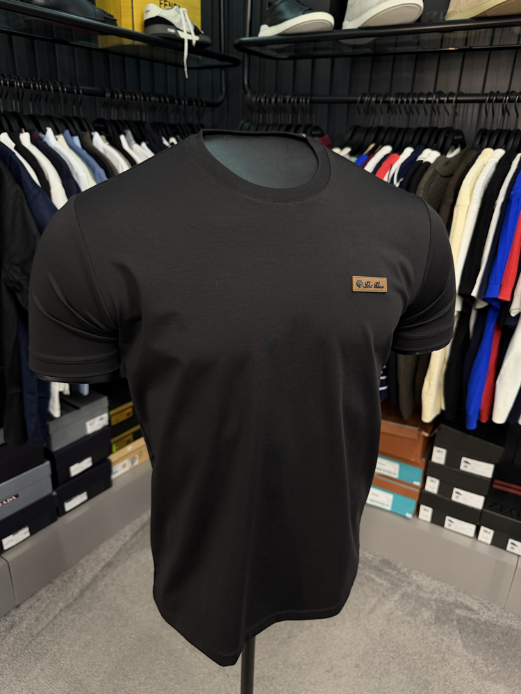 İthal Lora Piana T-shirt Kırışmayan Kumaş (9431-Siyah