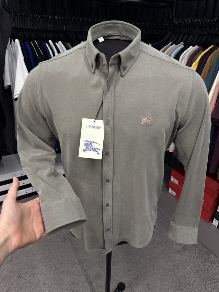 Burberry Yıkamalı Modal Kırışmayan Kumaş Gömlek (3914-Haki)