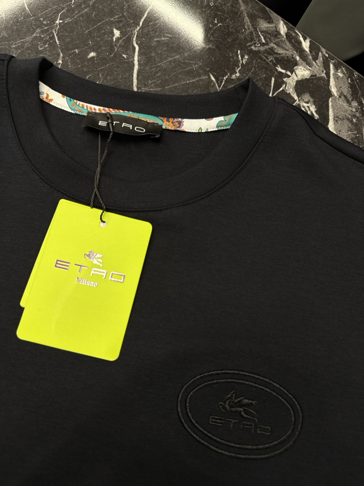 İthal Etro T-shirt Kırışmayan Kumaş (290001-Siyah)