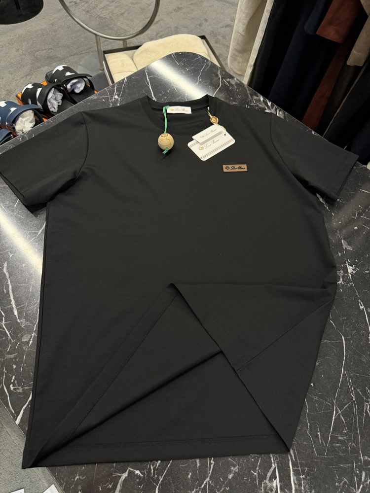 İthal Lora Piana T-shirt Kırışmayan Kumaş (9431-Siyah