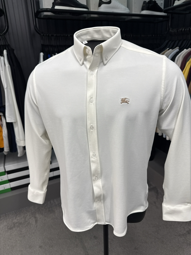 Burberry Yıkamalı Modal Kırışmayan Kumaş Gömlek (3914-Beyaz)
