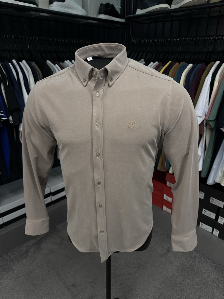 Burberry Yıkamalı Modal Kırışmayan Kumaş Gömlek (3914-Bej)