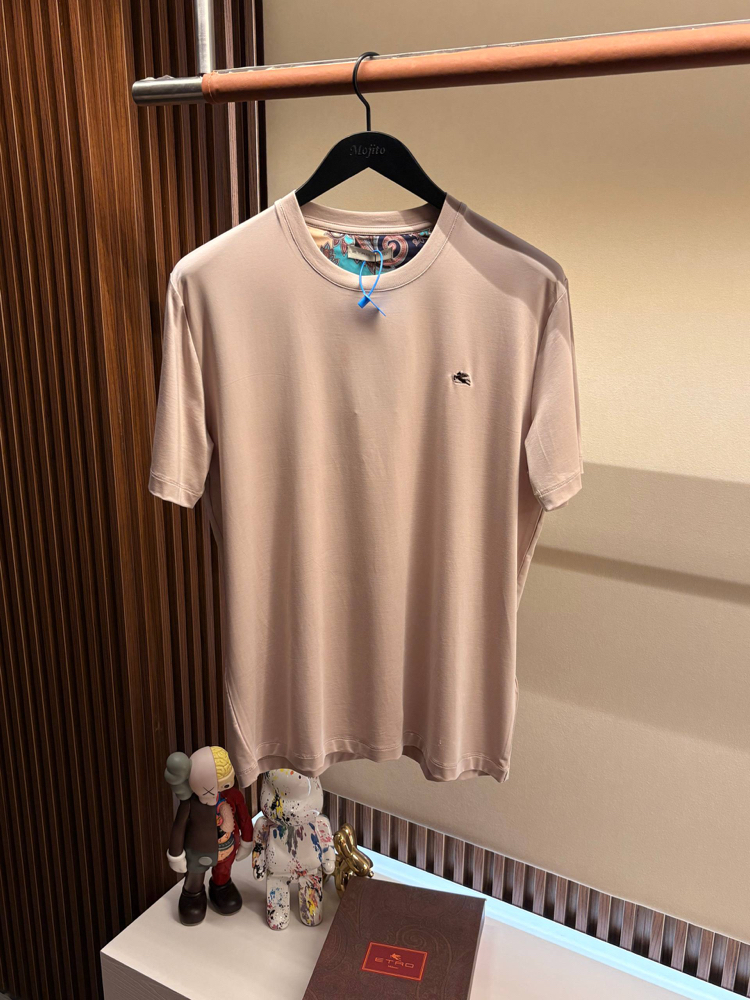 İthal Etro T-shirt Kırışmayan Kumaş (9438-Bej)
