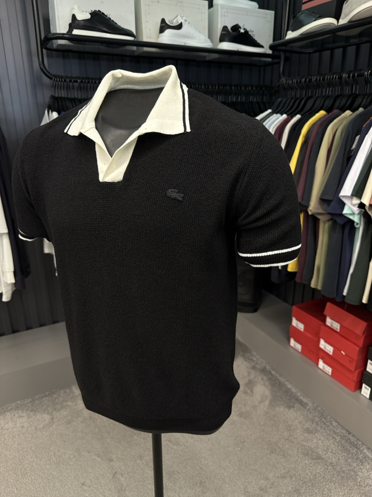 Keten Polo Yaka Triko (Siyah-33055)