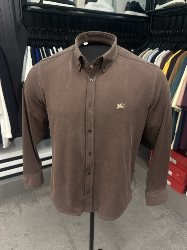Burberry Yıkamalı Modal Kırışmayan Kumaş Gömlek (3914-Kahve)