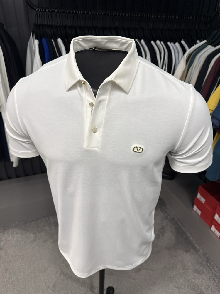 İthal Valentino Polo Yaka  Kırışmayan Kumaş (10067-Beyaz)