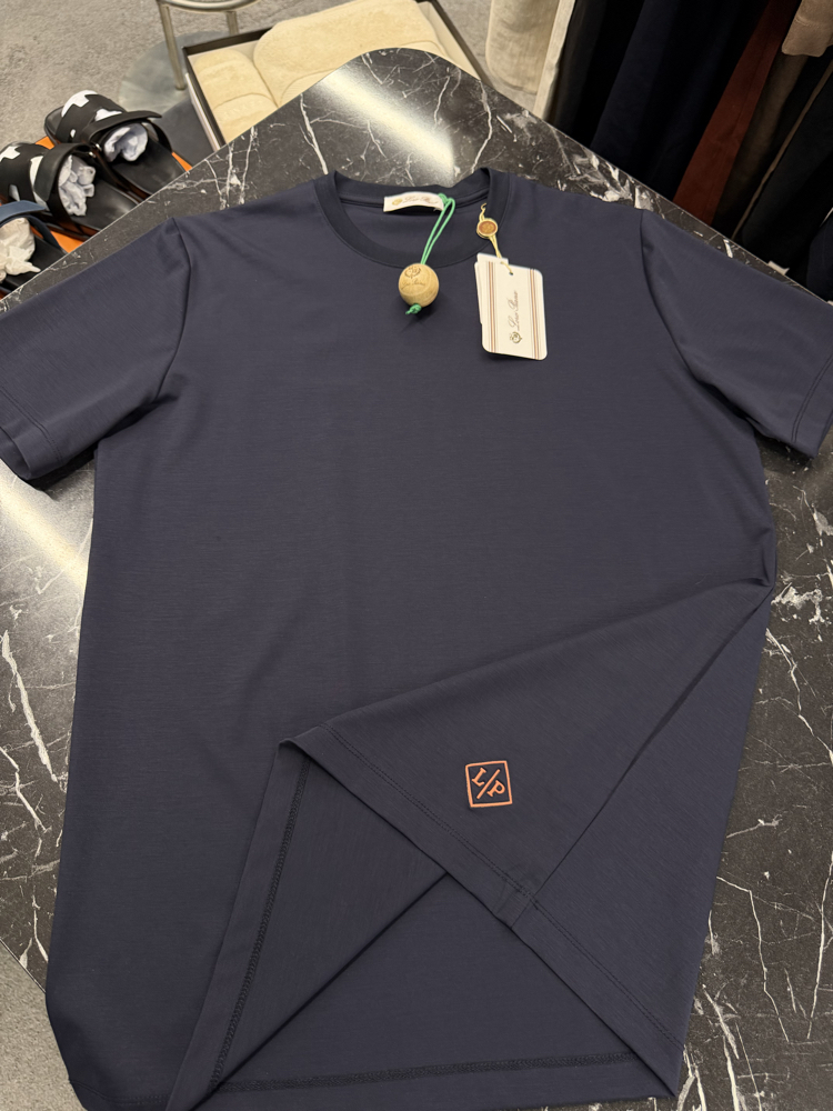İthal Lora Piana T-shirt Kırışmayan Kumaş (9444-Lacivert)