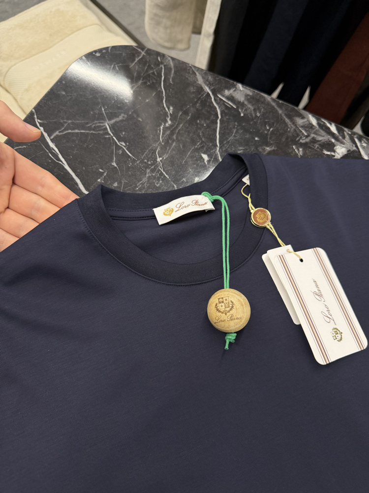 İthal Lora Piana T-shirt Kırışmayan Kumaş (9444-Lacivert)