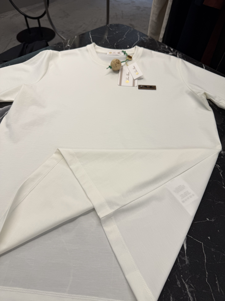 İthal Lora Piana T-shirt Kırışmayan Kumaş (9431-Beyaz)