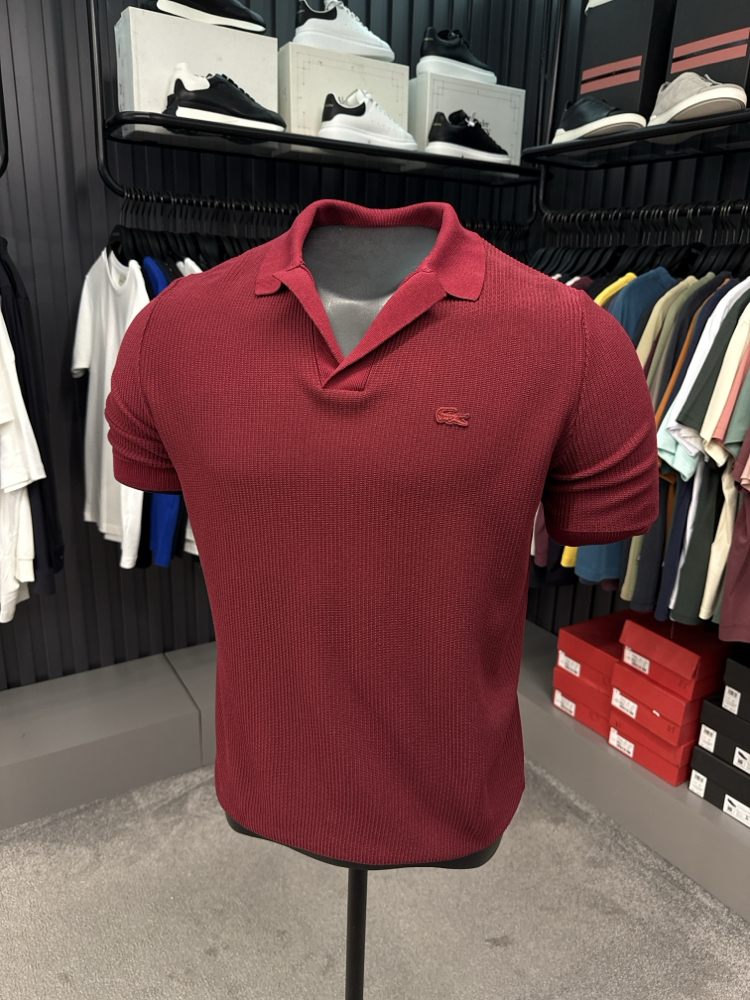 Örme V Triko Polo Yaka (Bordo-33036)