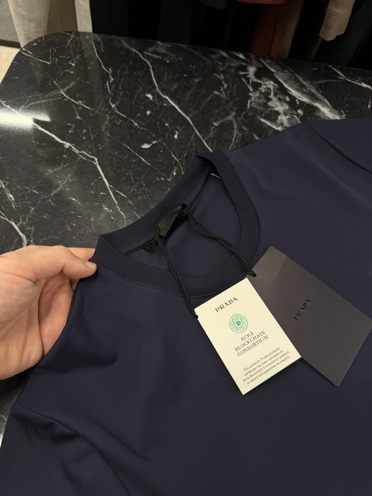 İthal Prada T-shirt Kırışmayan Kumaş (9434-Lacivert)