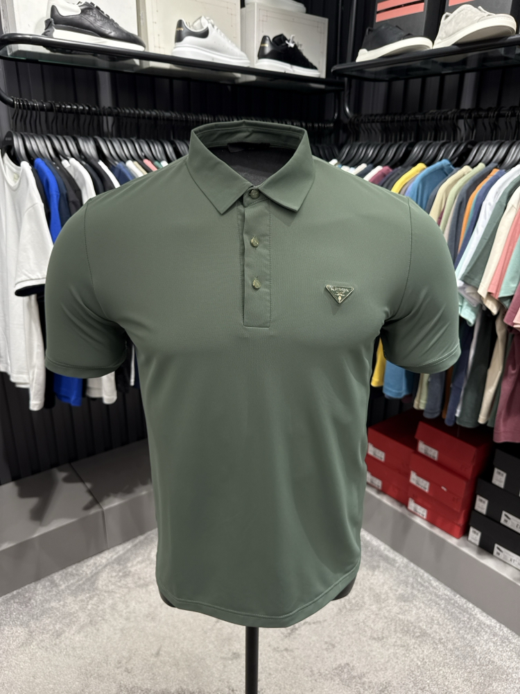 İthal Prada Polo Yaka  Kırışmayan Kumaş (10072-Çağla Yeşili)