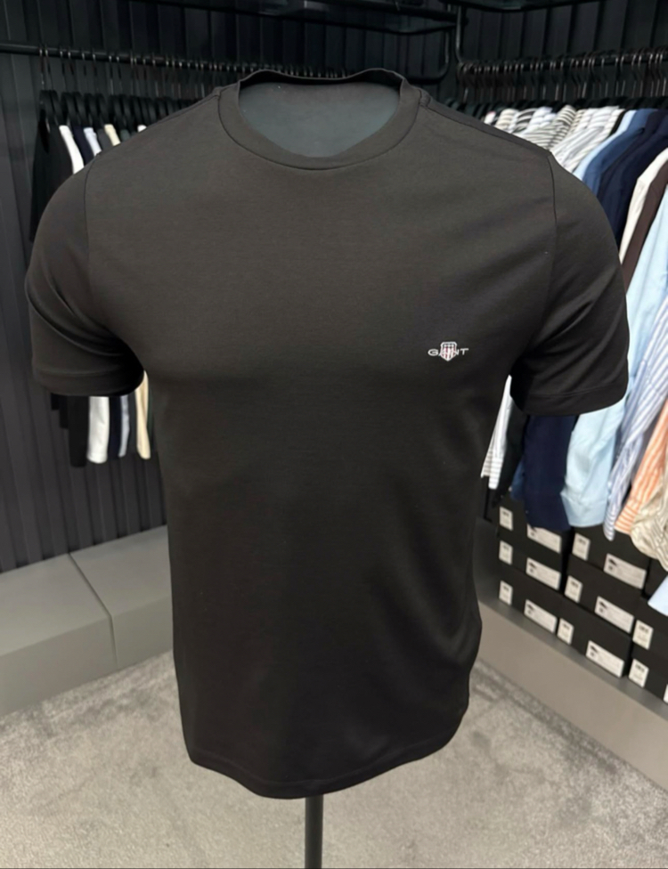 Modal Kırışmayan Kumaş T-shirt  (15048-Siyah)