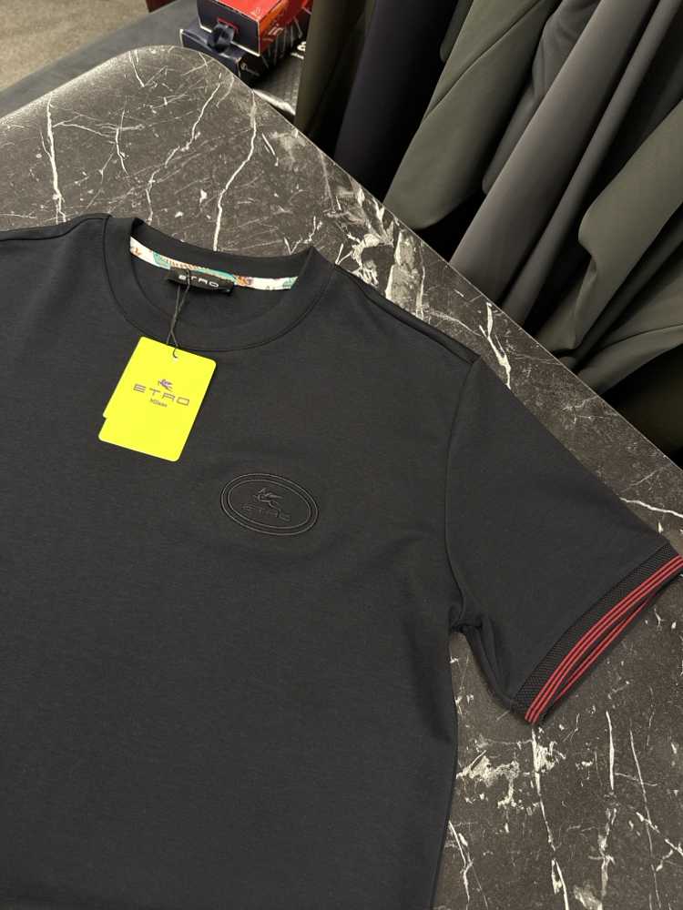 İthal Etro T-shirt Kırışmayan Kumaş (290001-Siyah)