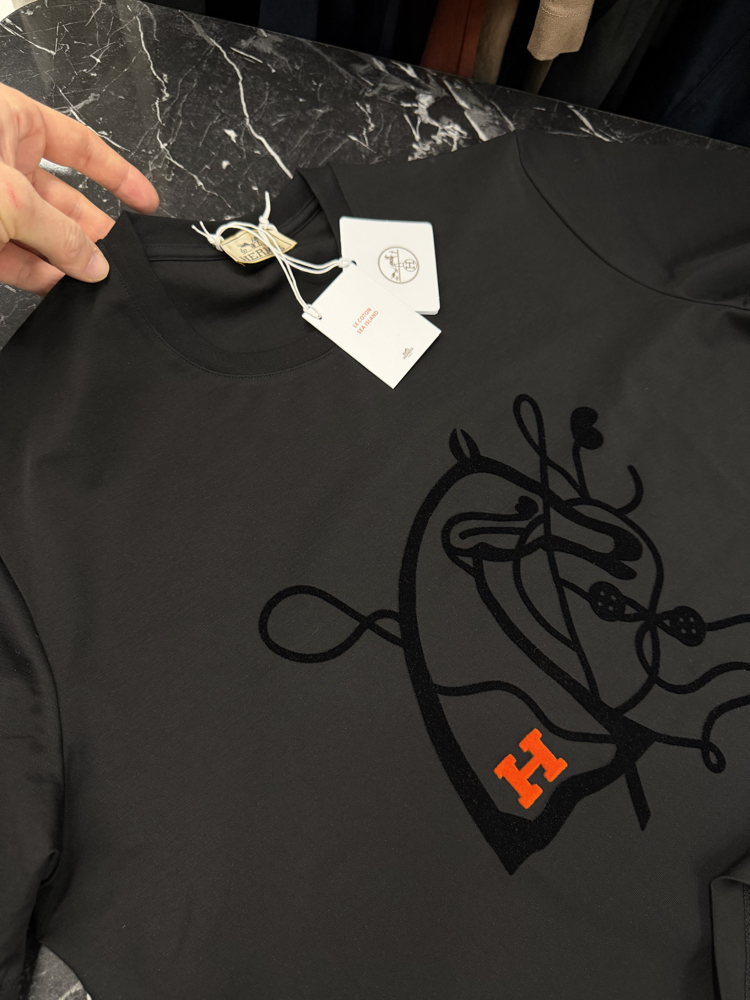 İthal Hermes T-shirt Kırışmayan Kumaş (9448-Siyah)