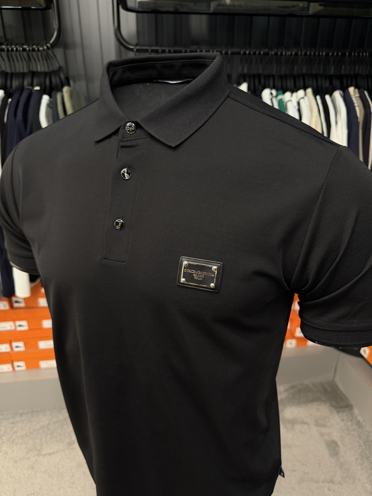 İthal Dolce Gabbana Polo Yaka  Kırışmayan Kumaş (10081-Siyah)
