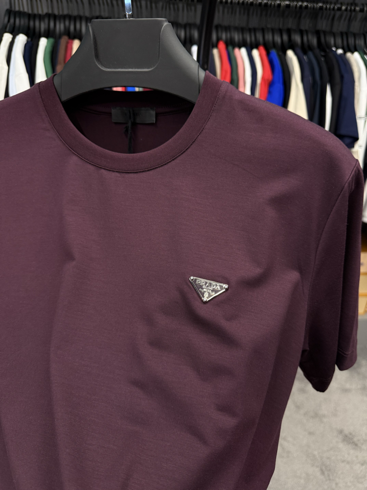 İthal Prada T-shirt Kırışmayan Kumaş (9460-Mürdüm)