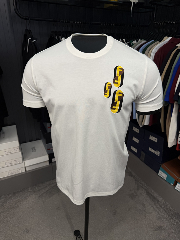 İthal Fendi T-shirt Kırışmayan Kumaş (9447-Beyaz)