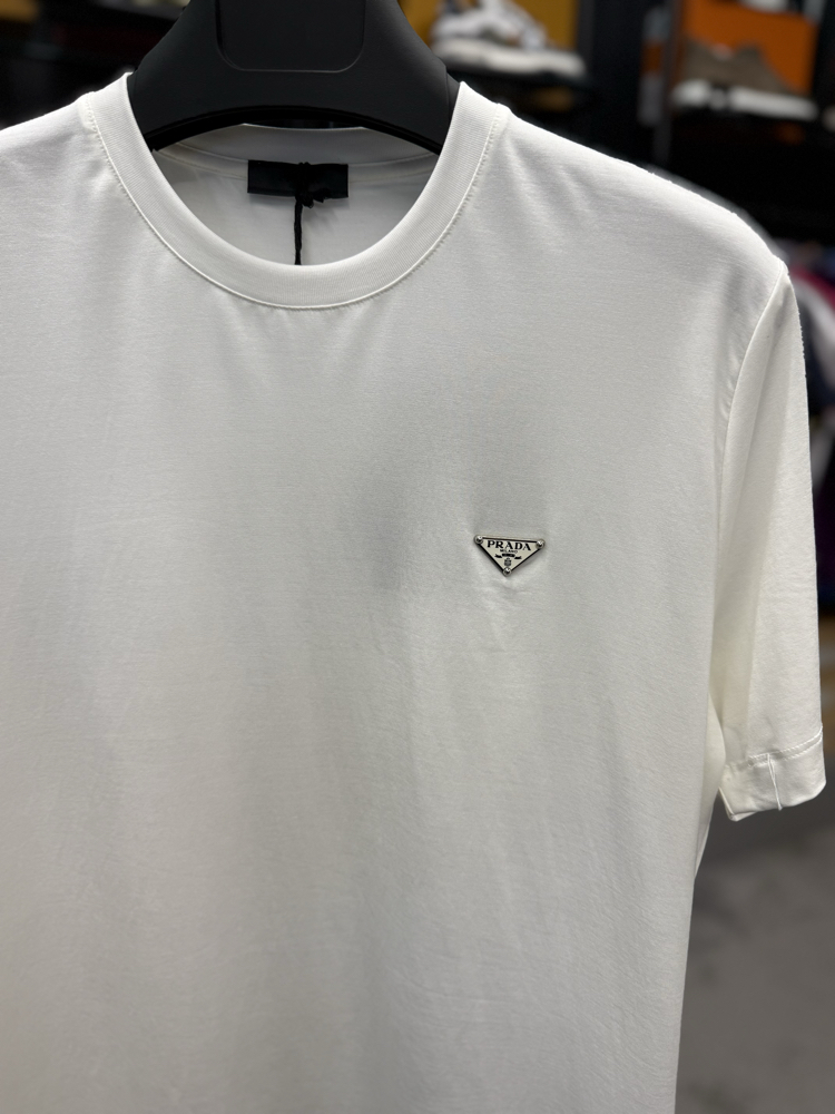 İthal Prada T-shirt Kırışmayan Kumaş (9460-Beyaz)