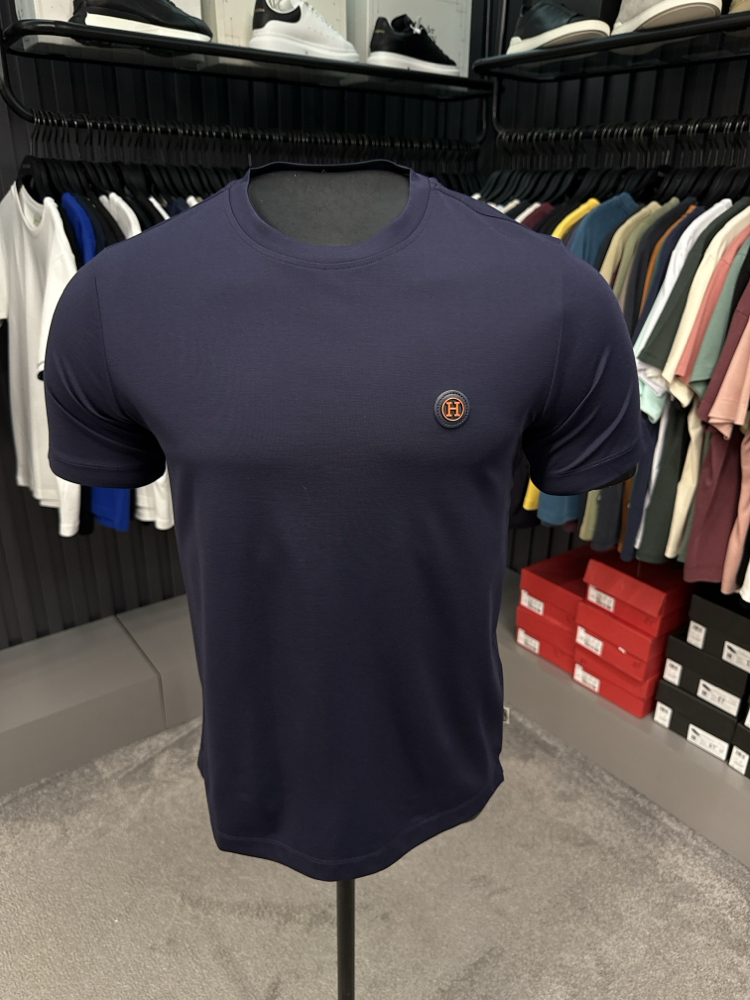 İthal Hermes T-shirt  Kırışmayan Kumaş (15054-Lacivert)