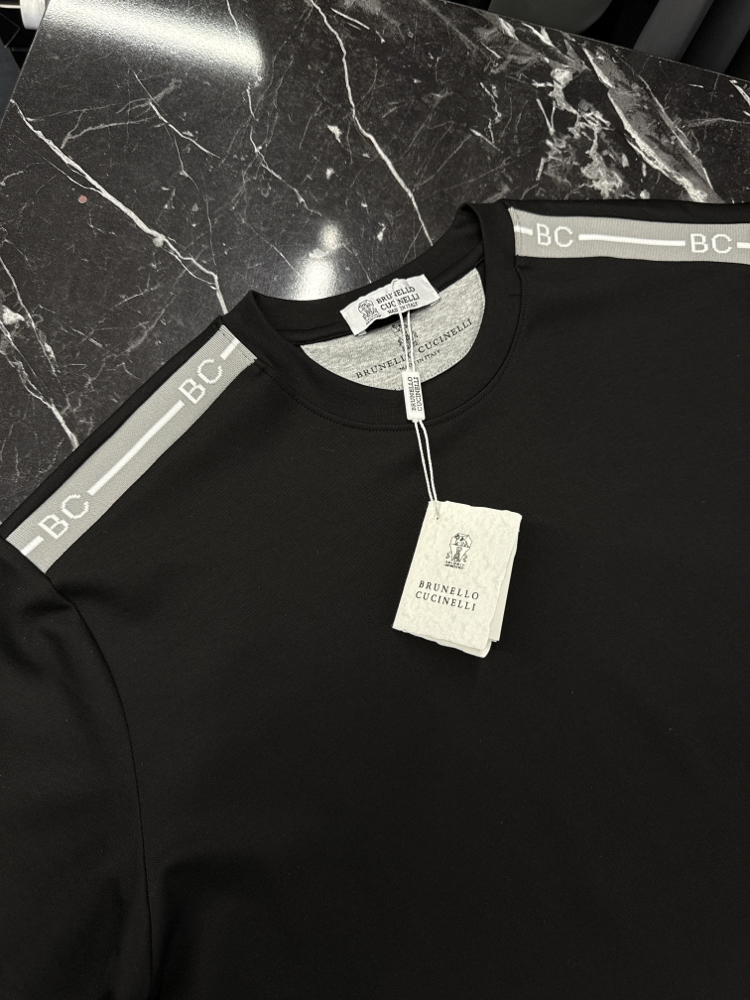 İthal Brunello Cucınelli Omuz Detaylı T-shirt Kırışmayan Kumaş (1987-Siyah)