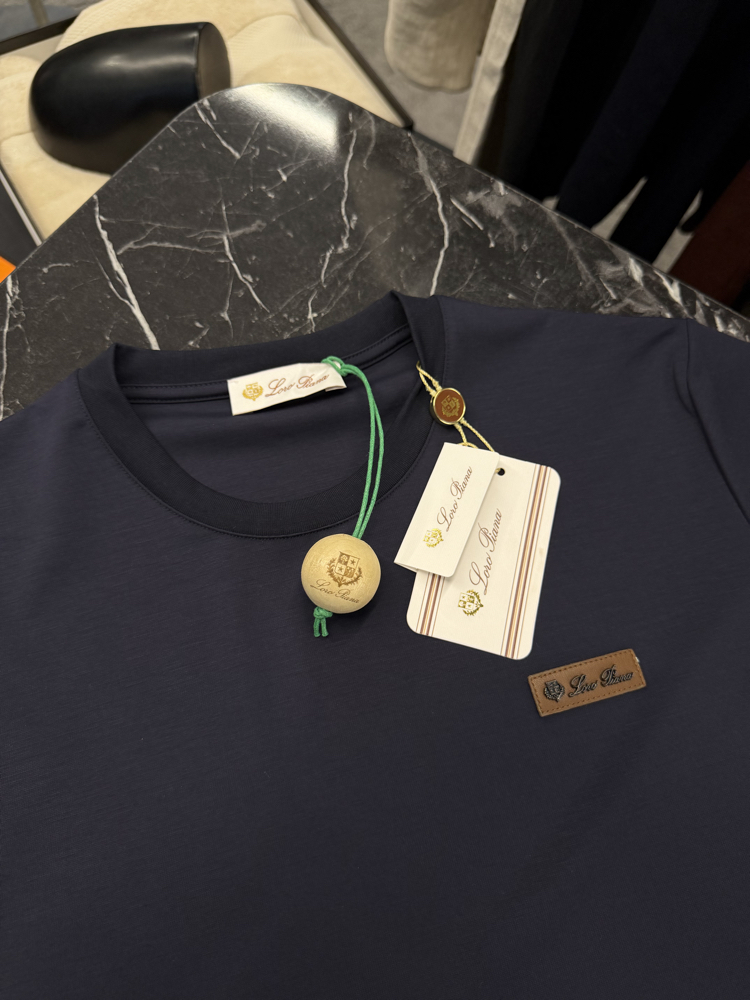 İthal Lora Piana T-shirt Kırışmayan Kumaş (9431-Lacivert)
