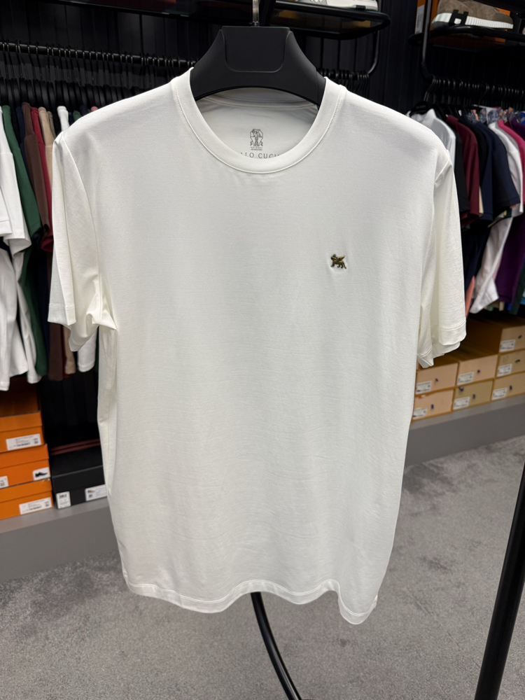 İthal Brunello Cucınelli T-shirt Kırışmayan Kumaş (9427-Beyaz)