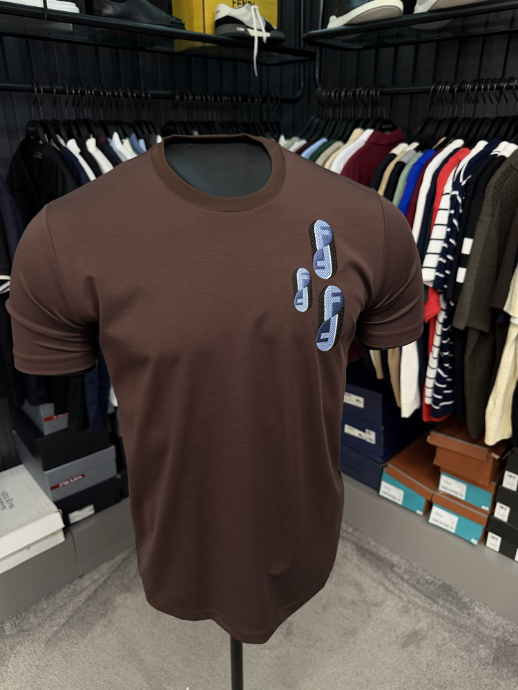 İthal Fendi T-shirt Kırışmayan Kumaş (9447-KahveRengi)