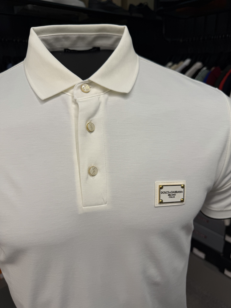 İthal Dolce Gabbana Polo Yaka Kırışmayan Kumaş (10081-Beyaz)