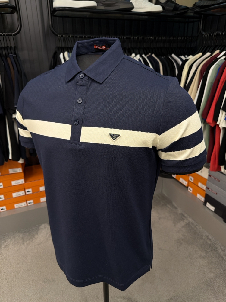 İthal Prada Polo Yaka Kırışmayan Kumaş (6956-Lacivert)