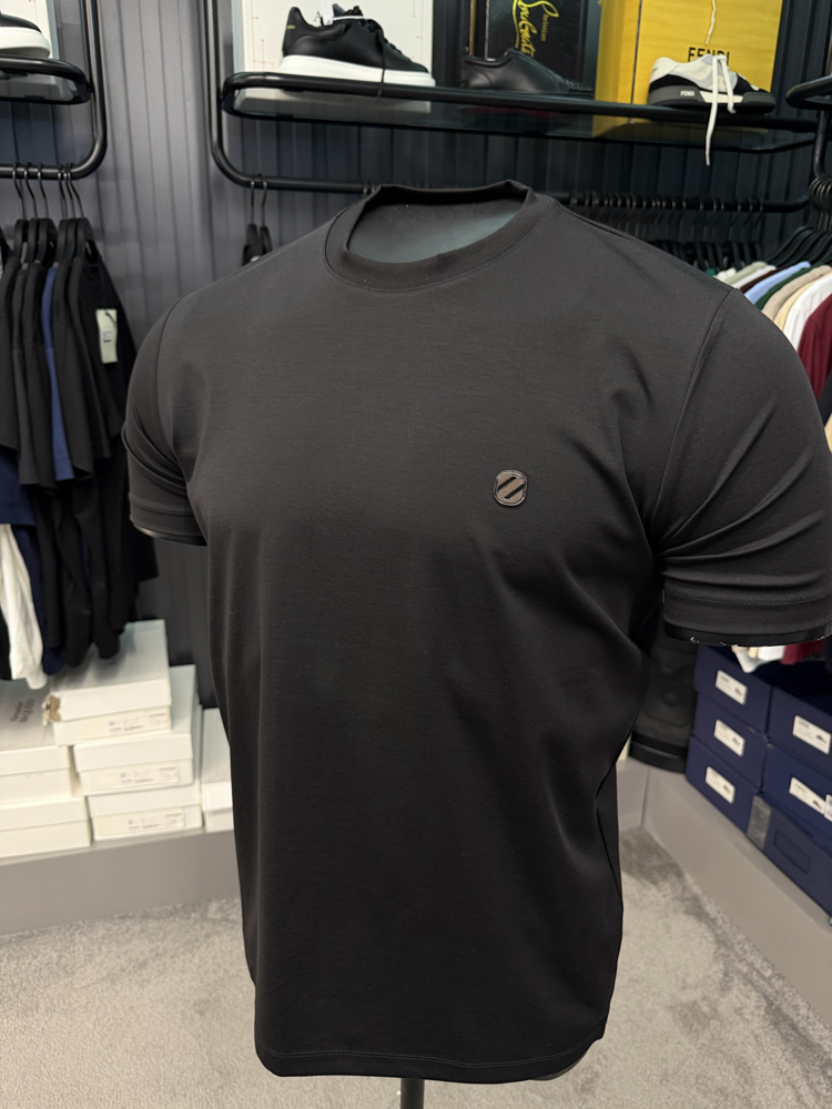 İthal Zegna T-shirt Kırışmayan Kumaş (9461-Siyah)