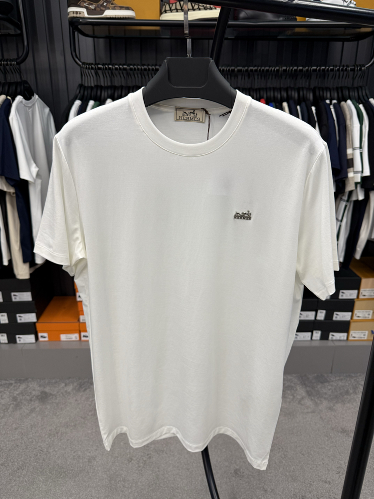 İthal Hermes T-shirt Kırışmayan Kumaş (9420-Beyaz)