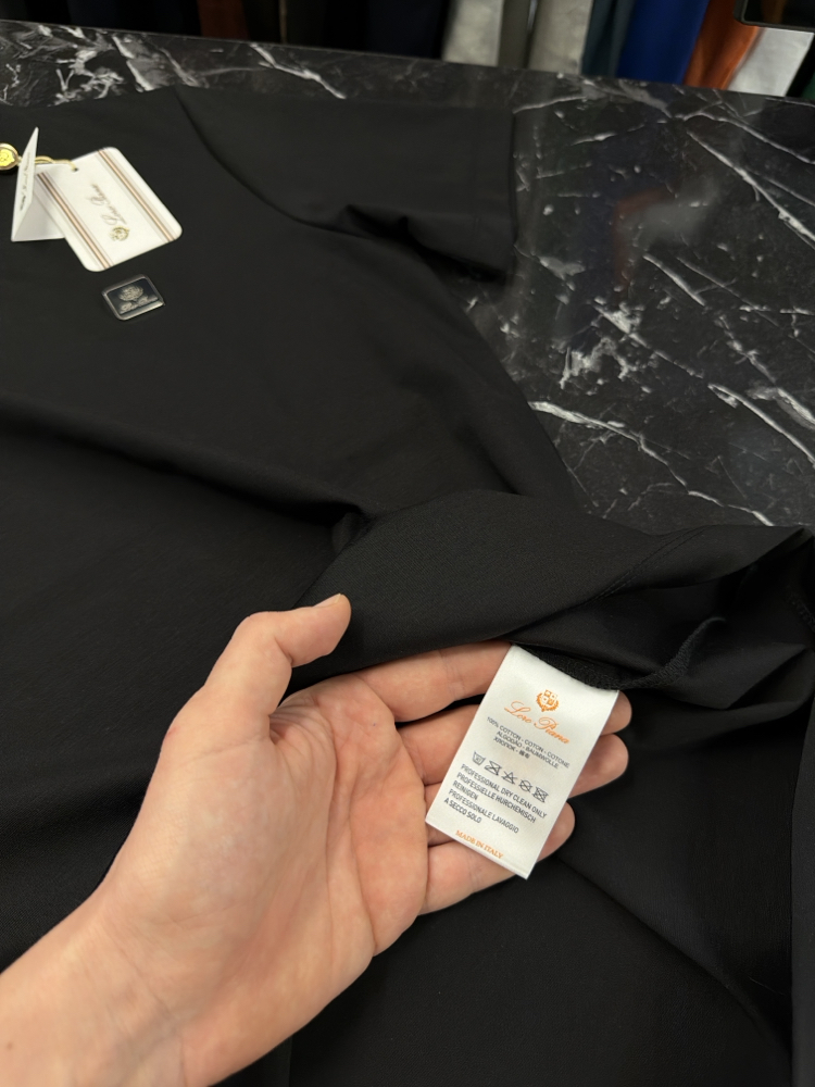 İthal Lora Piana T-shirt Kırışmayan Kumaş (9432-Siyah)
