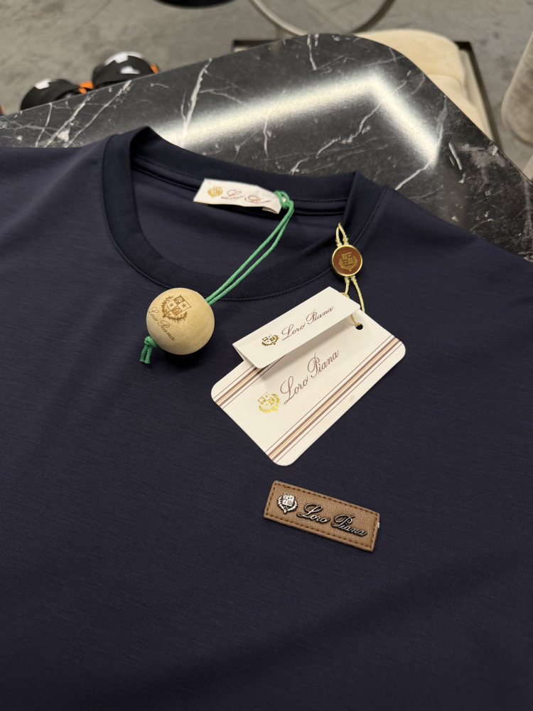 İthal Lora Piana T-shirt Kırışmayan Kumaş (9431-Lacivert)