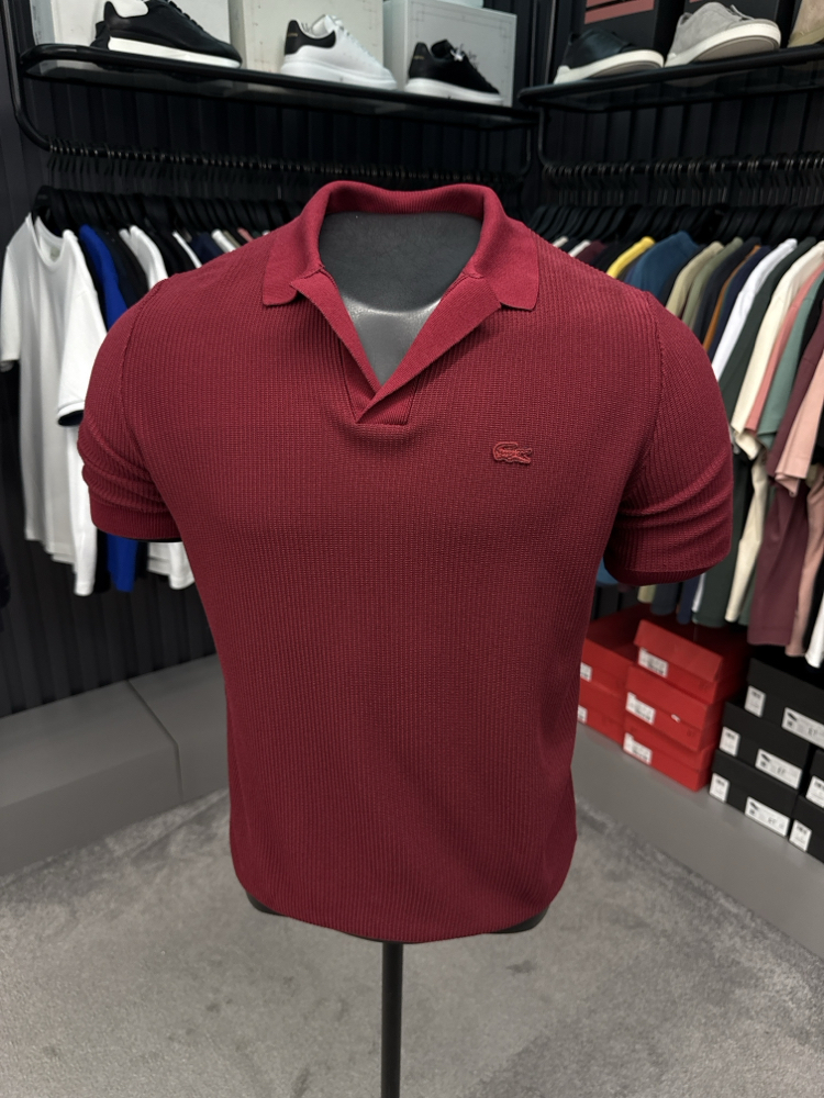 Örme V Triko Polo Yaka (Bordo-33036)