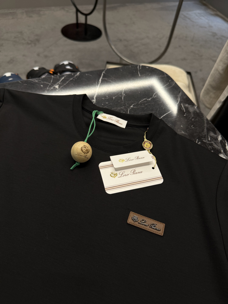 İthal Lora Piana T-shirt Kırışmayan Kumaş (9431-Siyah